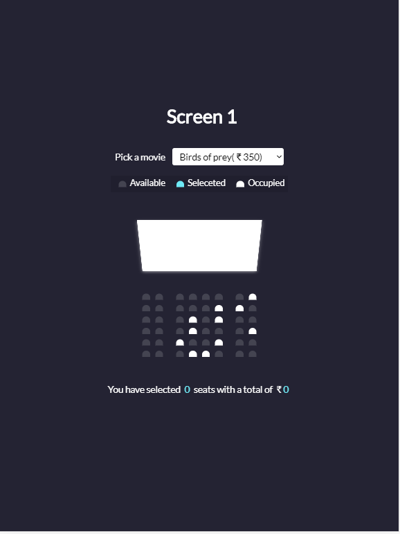 Movie seat booking widget